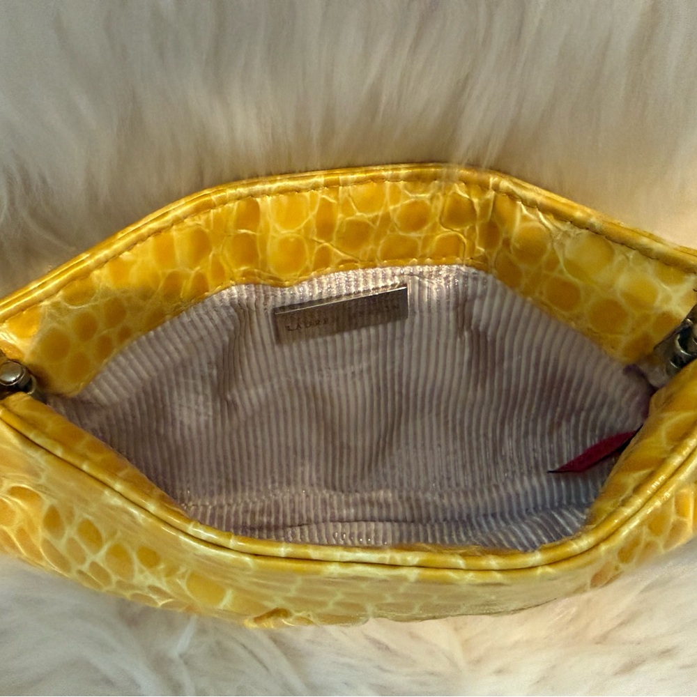 Lauren Merkin Sunny Yellow patent leather Croc Embossed Clutch - Picture 5 of 13